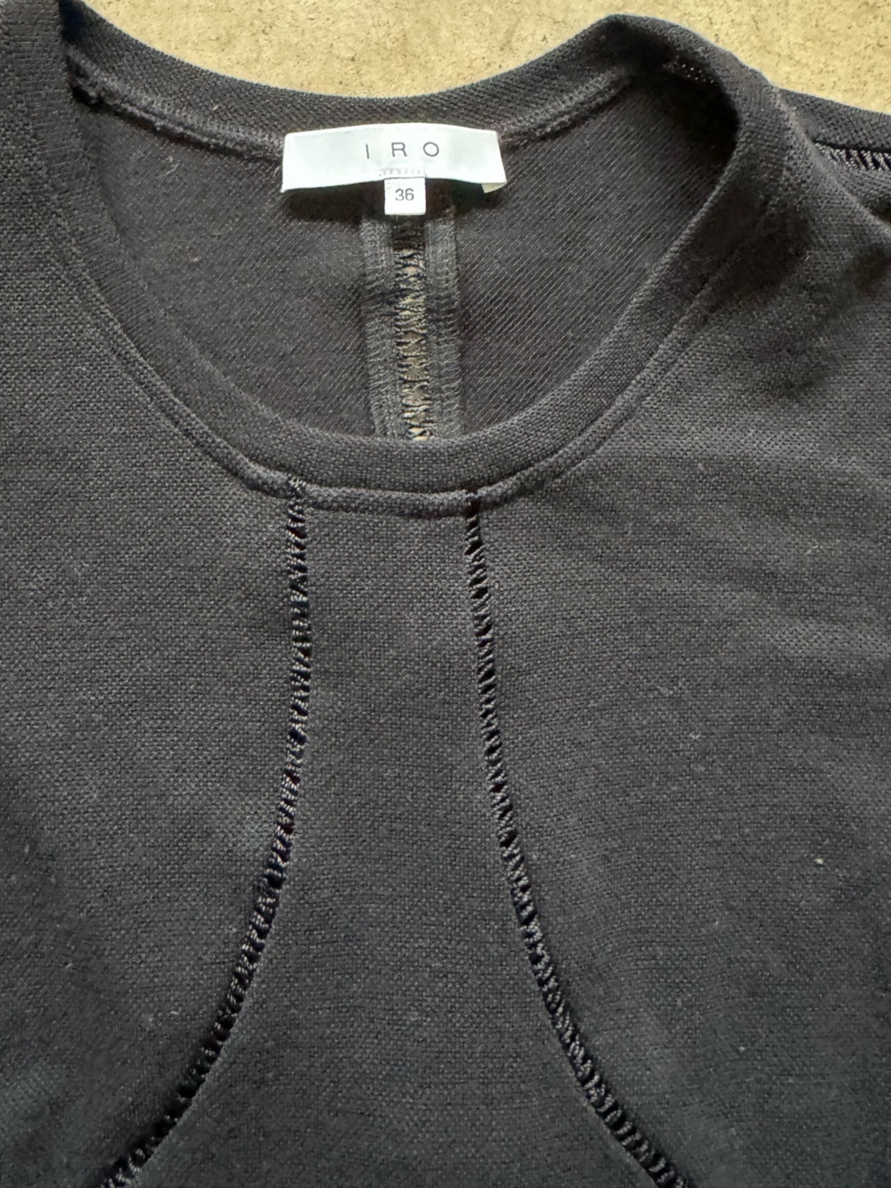 IRO Black Crewneck Sweater with Seam Detailing